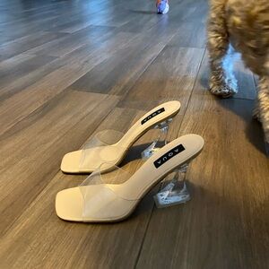 NEVER WORN! Aqua Clear Slip-On Heels - Women’s Size 10